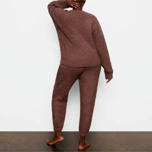Skims NWT Boucle Teddy Cozy Knit Joggers Brown Fleece Sherpa Drawstring 2X-3X - Picture 3 of 11